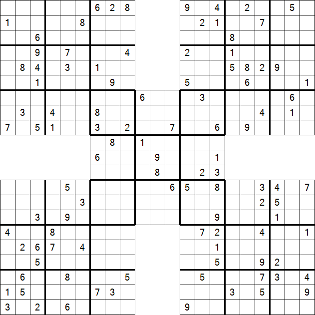 Samurai Sudoku - Difficile