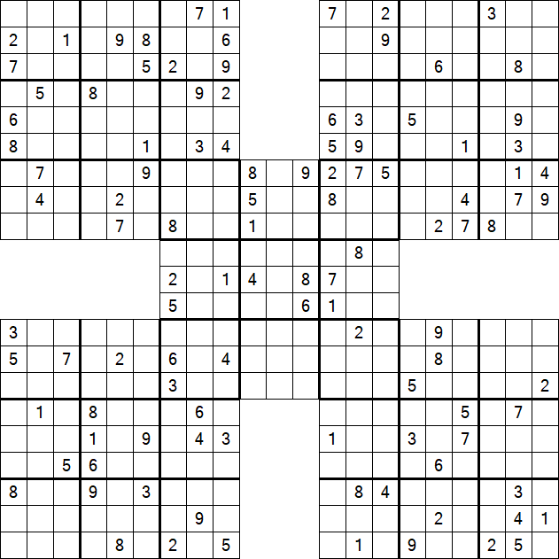 Samurai Sudoku - Difficile