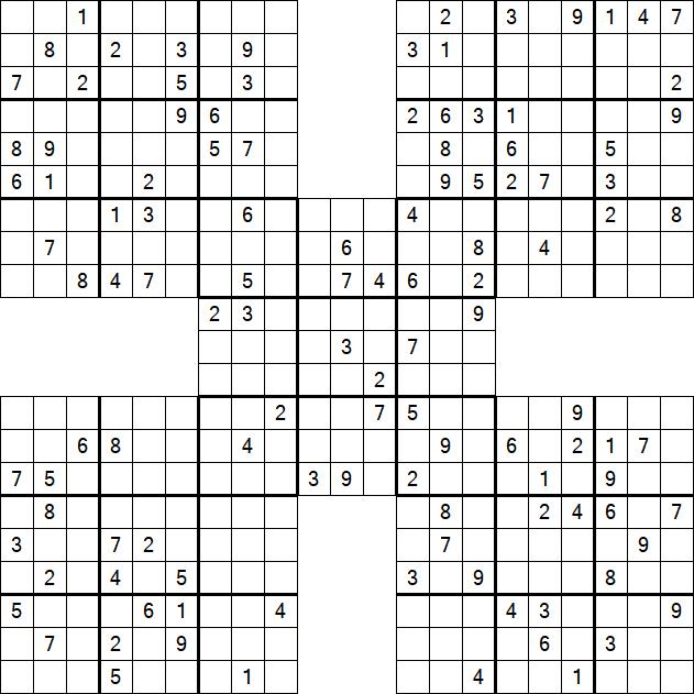 Samurai Sudoku - Difficile