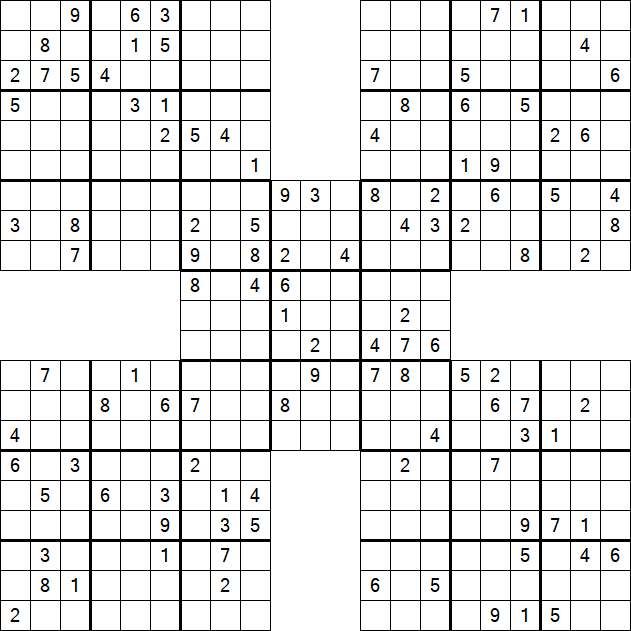 Samurai Sudoku - Difficile