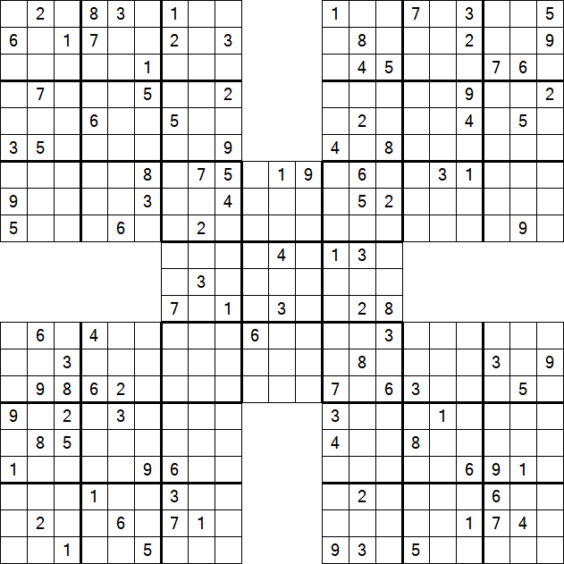 Samurai Sudoku - Difficile