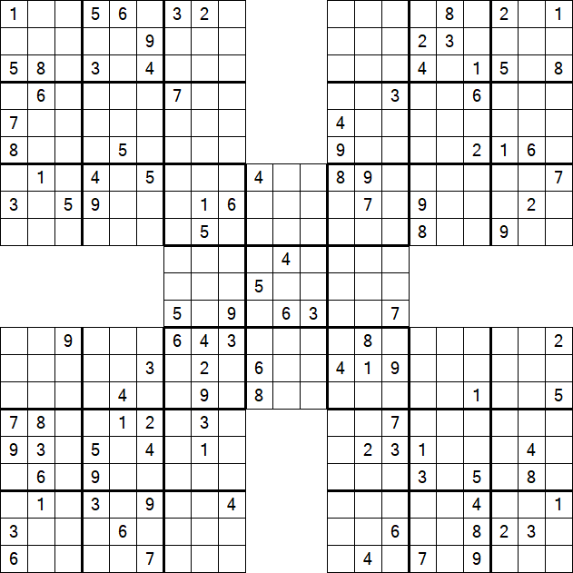 Samurai Sudoku - Difficile