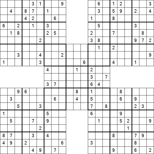 Samurai Sudoku - Difficile