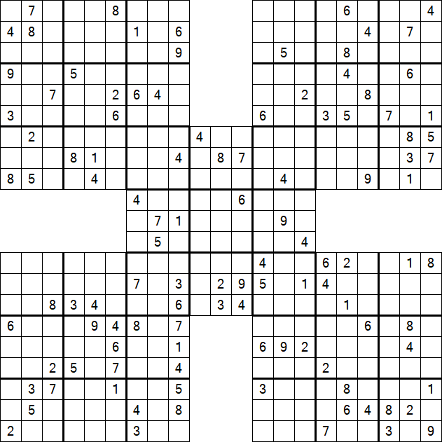 Samurai Sudoku - Difficile