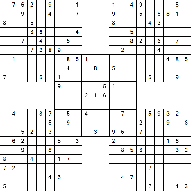 Samurai Sudoku - Difícil