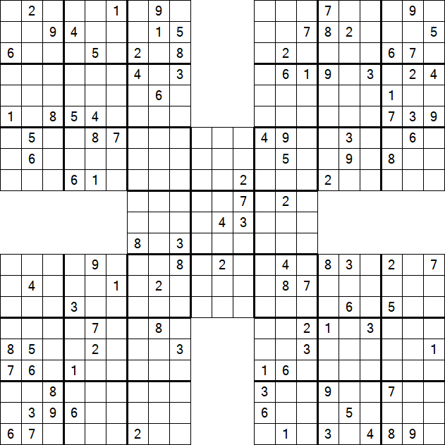 Samurai Sudoku - Difficile