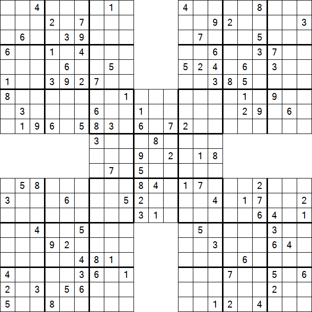 Samurai Sudoku - Difficile