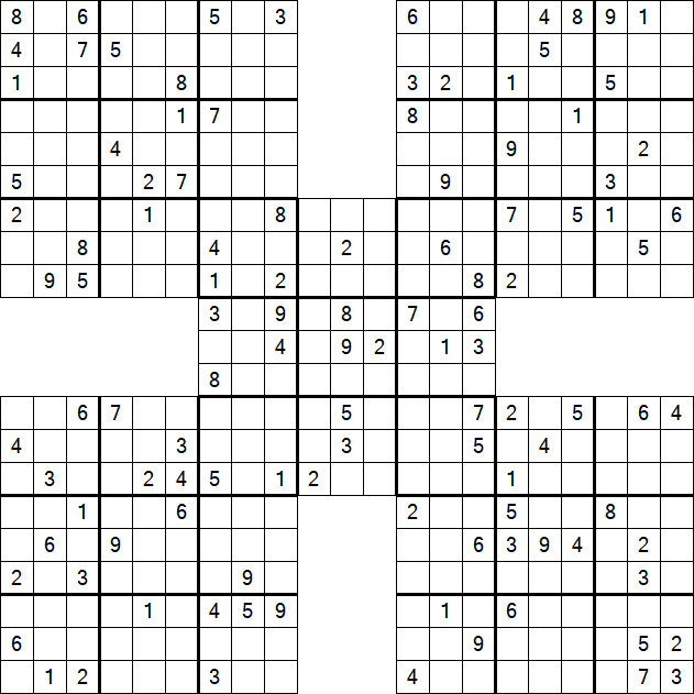 Samurai Sudoku - Difficile
