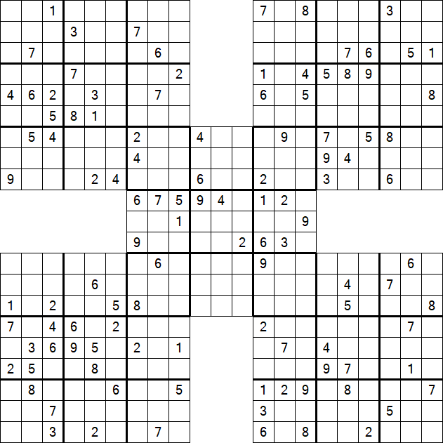 Samurai Sudoku - Difficile