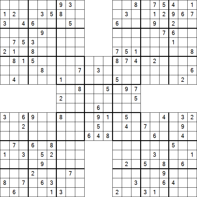 Samurai Sudoku - Difficile