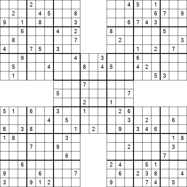 Samurai Sudoku - Difficile