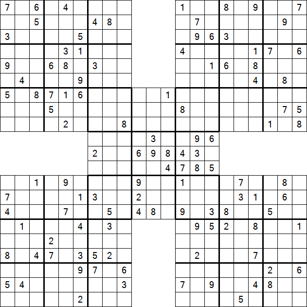 Samurai Sudoku - Difficile