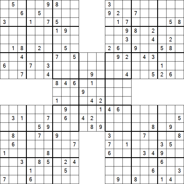 Samurai Sudoku - Difficile
