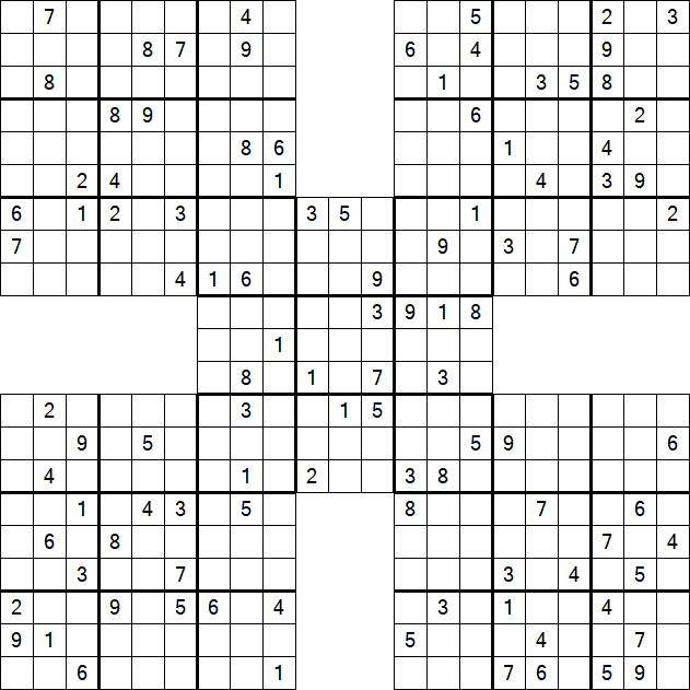 Samurai Sudoku - Difficile