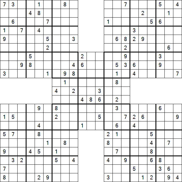 Samurai Sudoku - Difficile