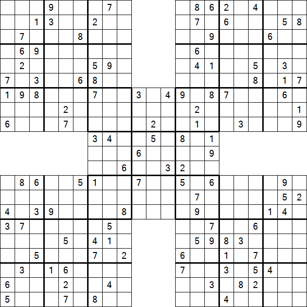 Samurai Sudoku - Difficile