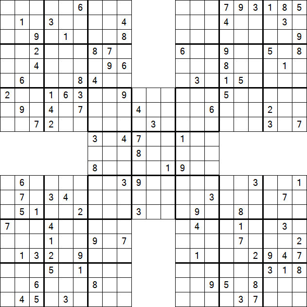 Samurai Sudoku - Difficile