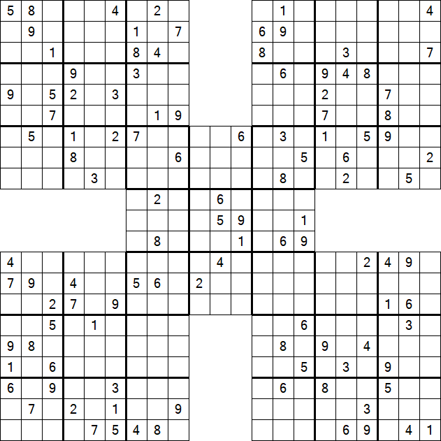 Samurai Sudoku - Difficile