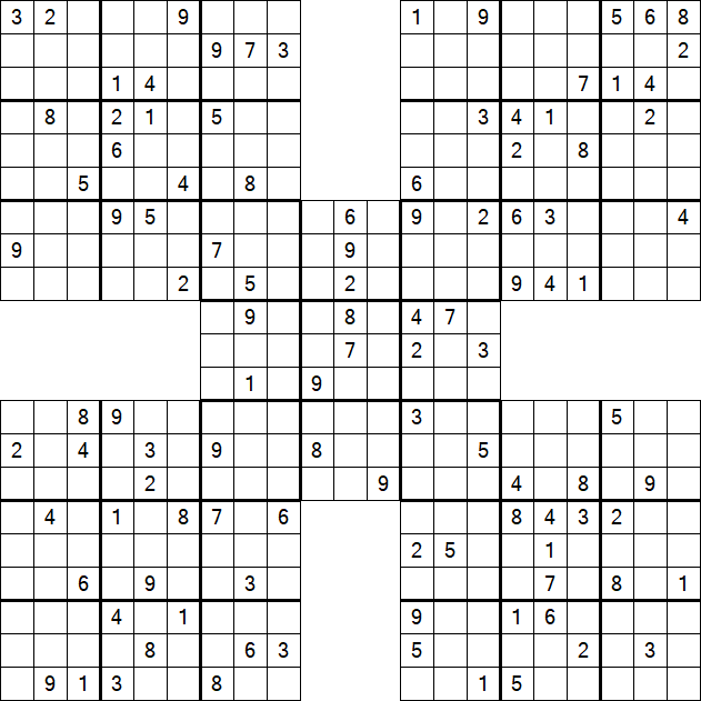Samurai Sudoku - Difficile