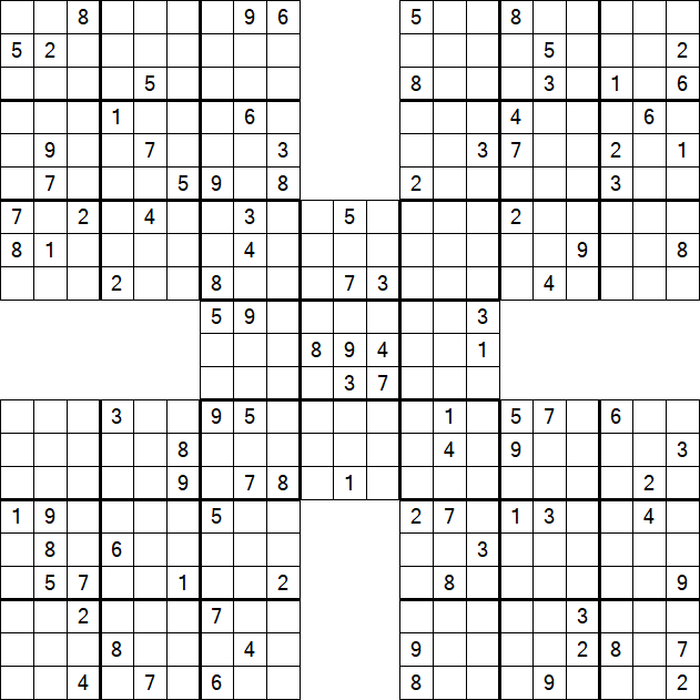 Samurai Sudoku - Difficile