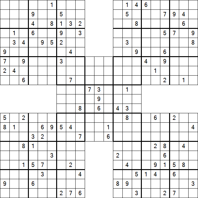 Samurai Sudoku - Difficile