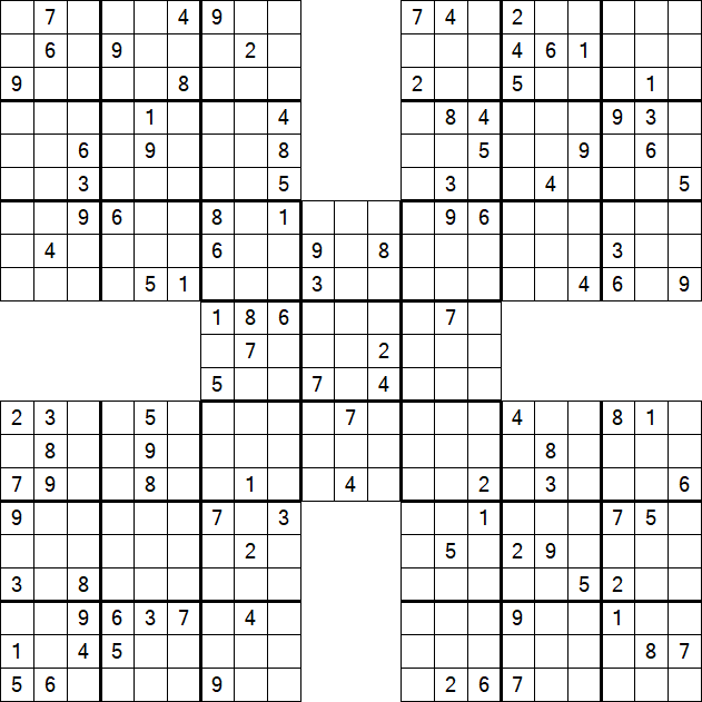 Samurai Sudoku - Difficile