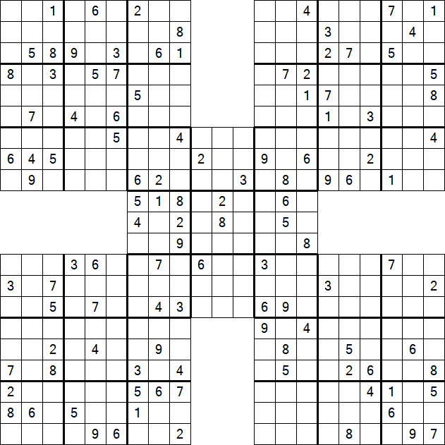 Samurai Sudoku - Difficile