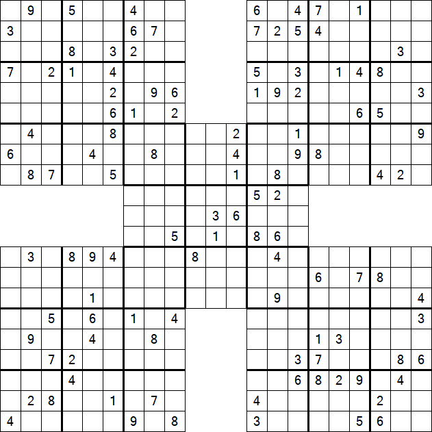 Samurai Sudoku - Difficile
