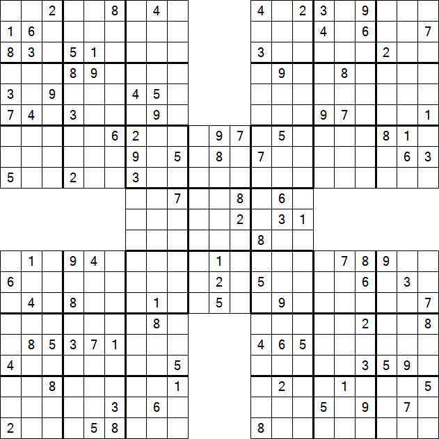 Samurai Sudoku - Difficile