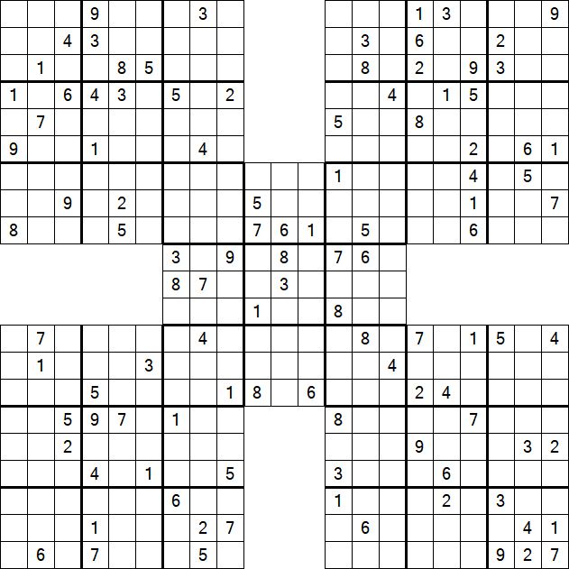 Samurai Sudoku - Difficile