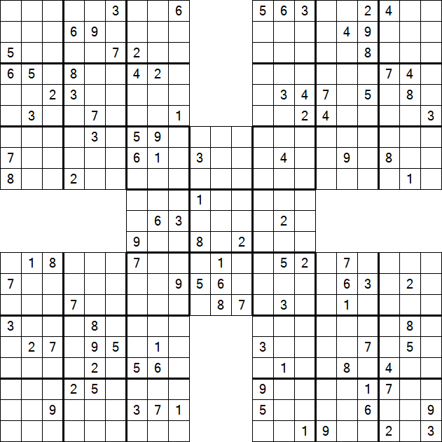 Samurai Sudoku - Difficile