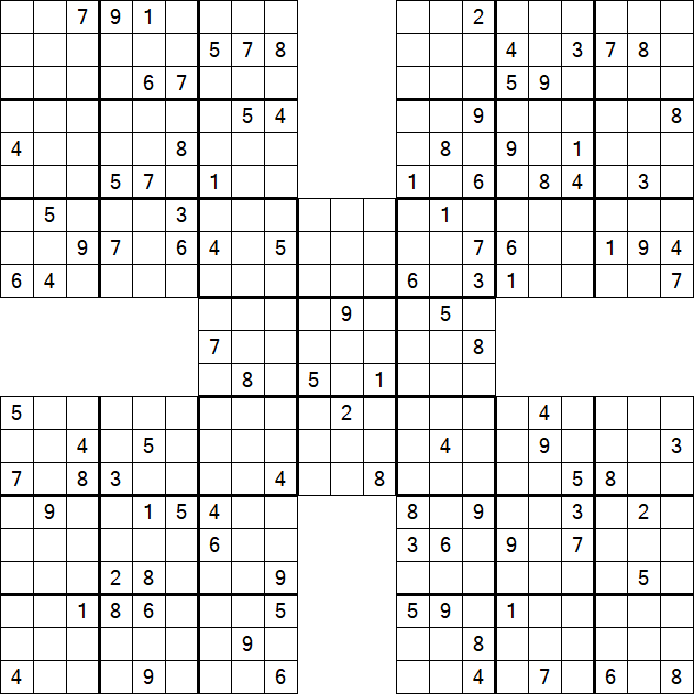 Samurai Sudoku - Difficile