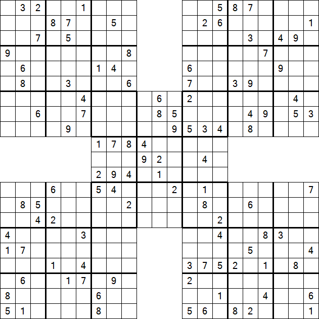 Samurai Sudoku - Difficile