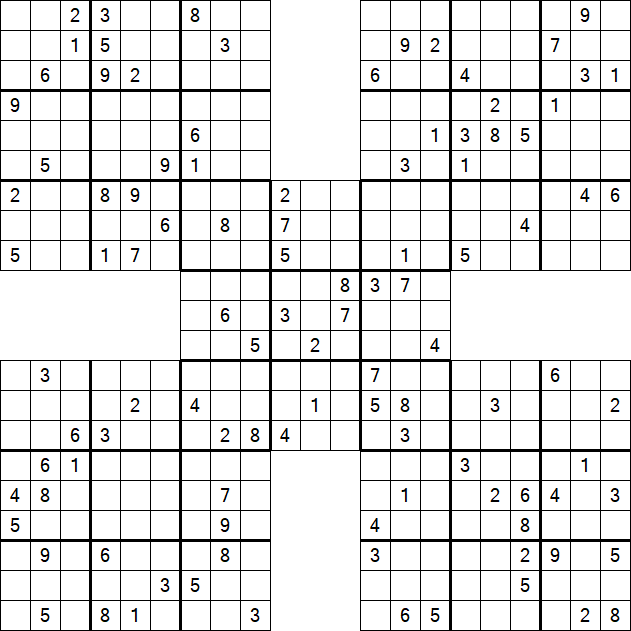 Samurai Sudoku - Difficile