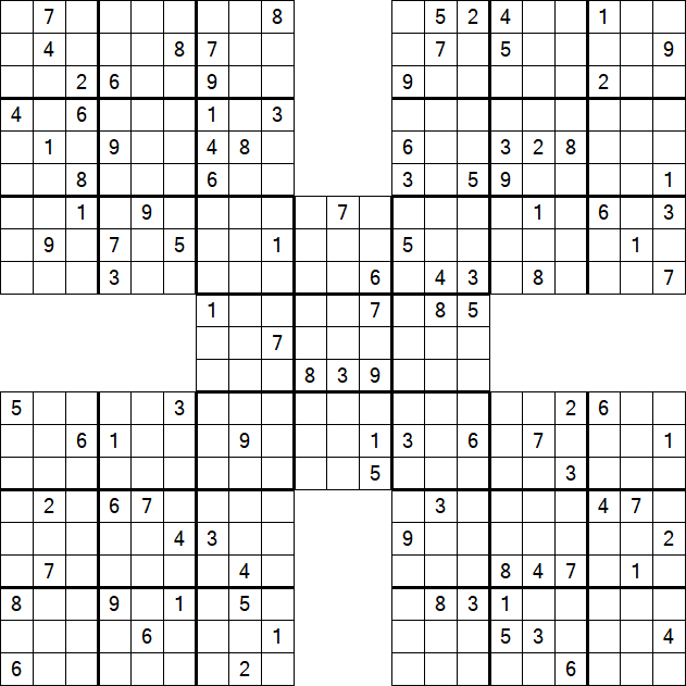Samurai Sudoku - Difficile