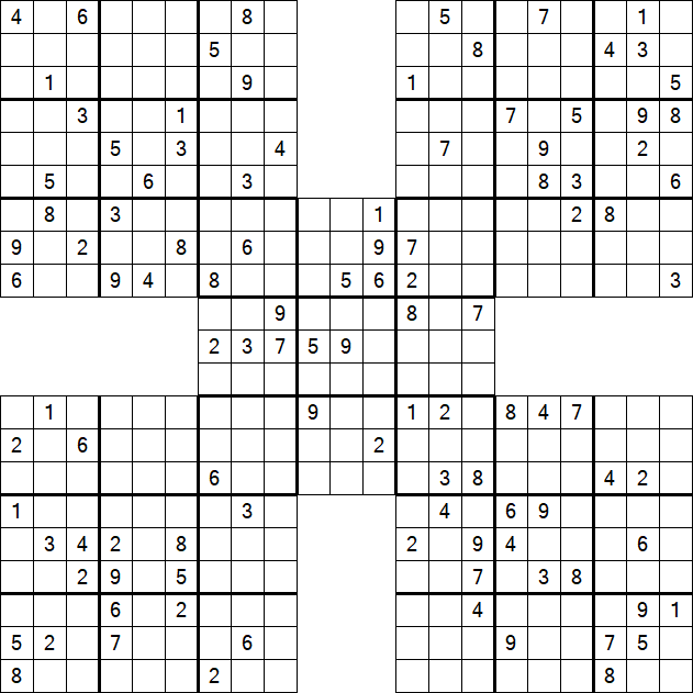 Samurai Sudoku - Difficile