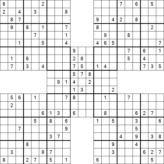 Samurai Sudoku - Difficile