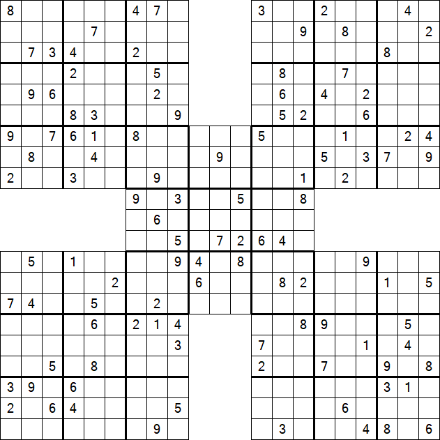 Samurai Sudoku - Difficile