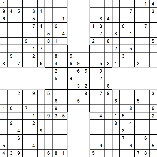 Samurai Sudoku - Difficile