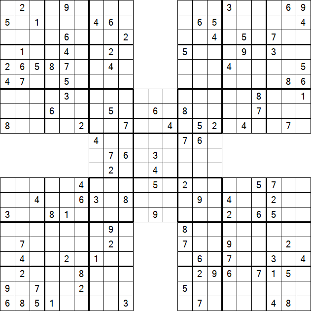 Samurai Sudoku - Difficile