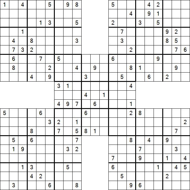 Samurai Sudoku - Difficile
