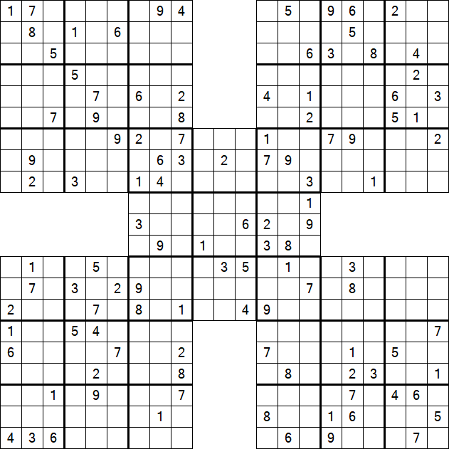 Samurai Sudoku - Difficile