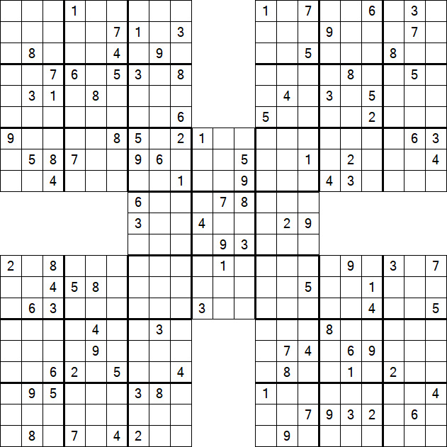 Samurai Sudoku - Difficile