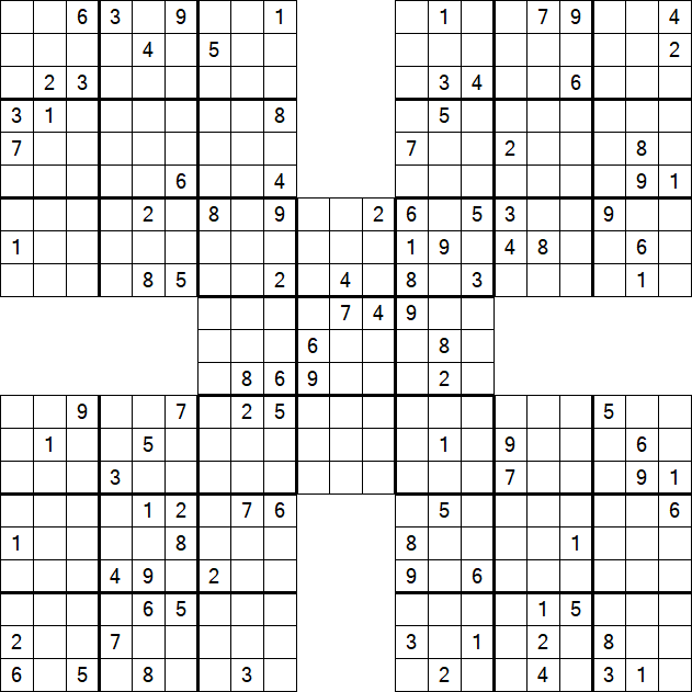 Samurai Sudoku - Difficile