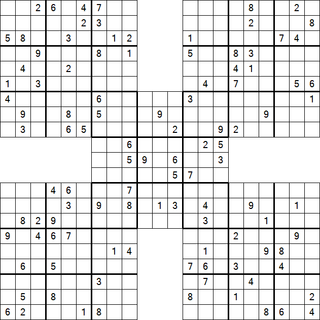 Samurai Sudoku - Difficile