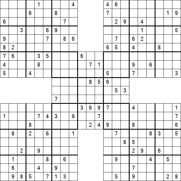 Samurai Sudoku - Difficile