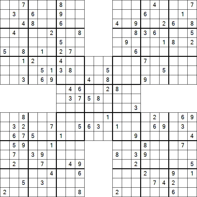 Samurai Sudoku - Difficile