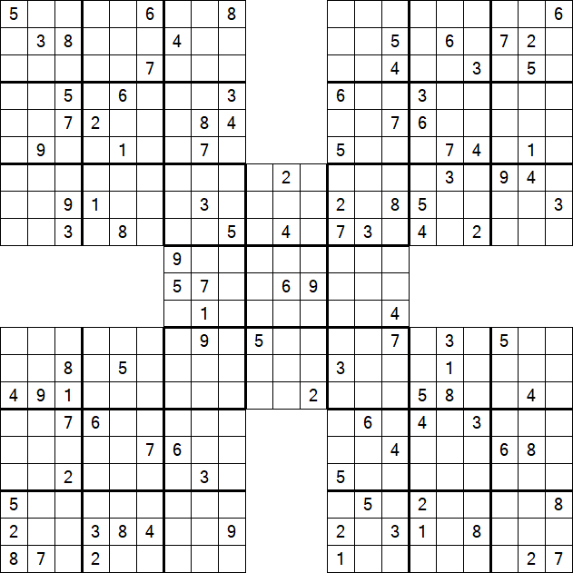 Samurai Sudoku - Difficile