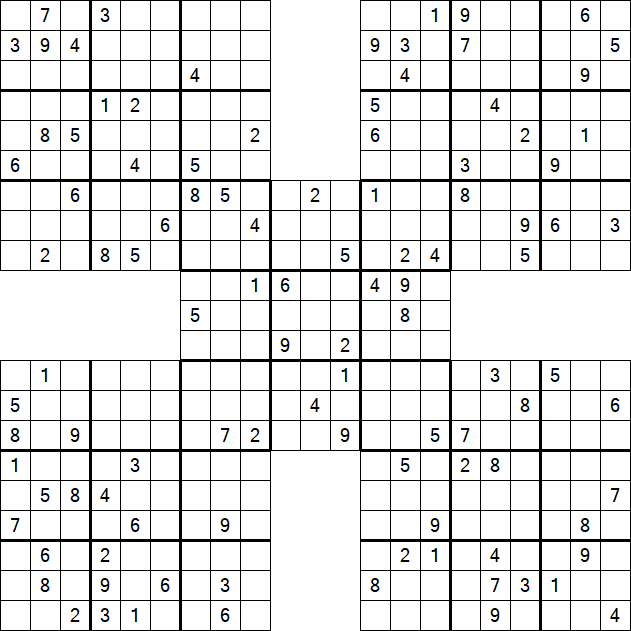 Samurai Sudoku - Difficile