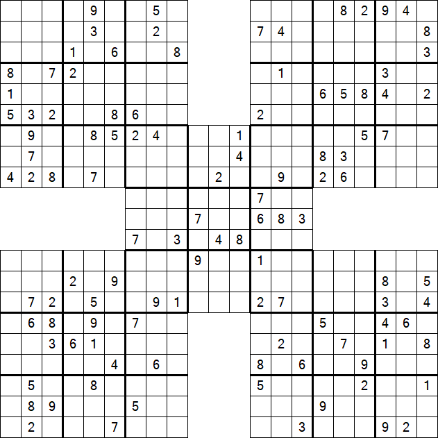 Samurai Sudoku - Difficile